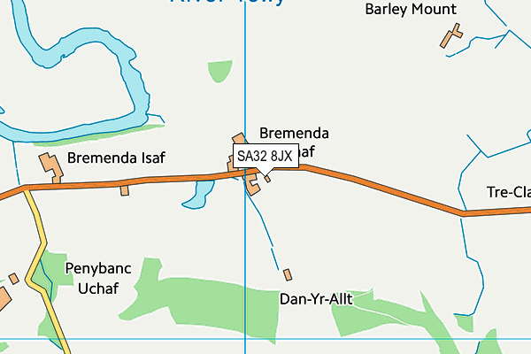 SA32 8JX map - OS VectorMap District (Ordnance Survey)