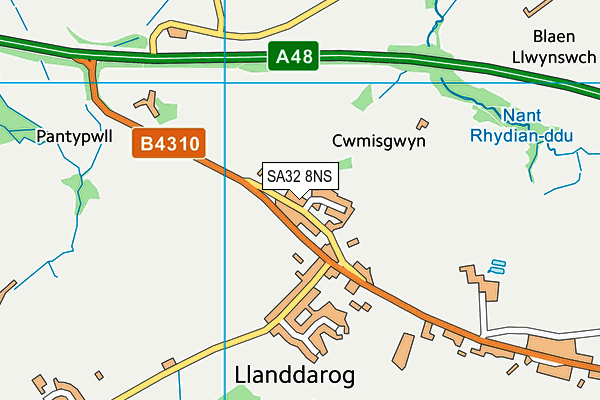 SA32 8NS map - OS VectorMap District (Ordnance Survey)