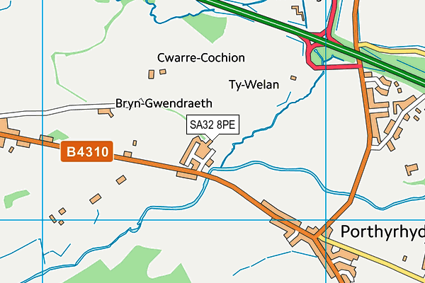 SA32 8PE map - OS VectorMap District (Ordnance Survey)