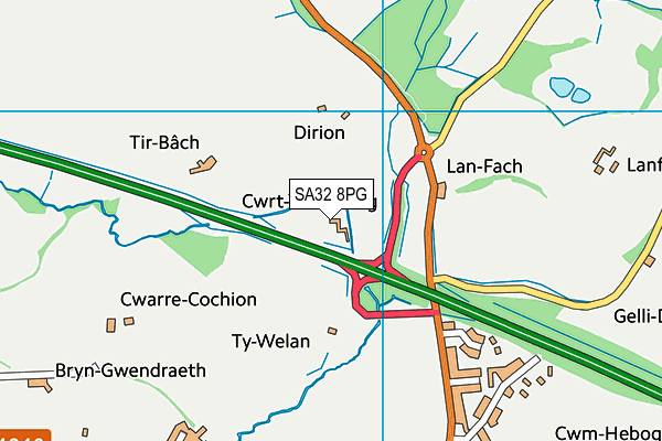 SA32 8PG map - OS VectorMap District (Ordnance Survey)