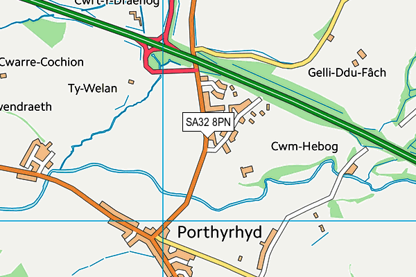 SA32 8PN map - OS VectorMap District (Ordnance Survey)