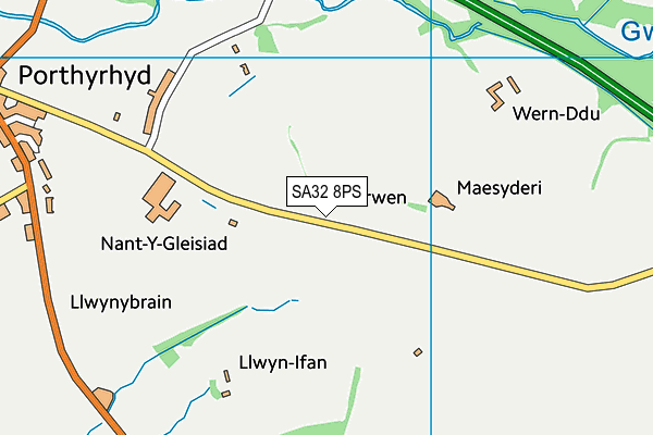 SA32 8PS map - OS VectorMap District (Ordnance Survey)