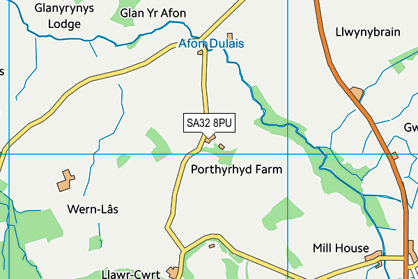 SA32 8PU map - OS VectorMap District (Ordnance Survey)