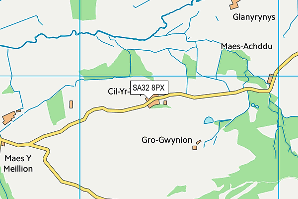 SA32 8PX map - OS VectorMap District (Ordnance Survey)