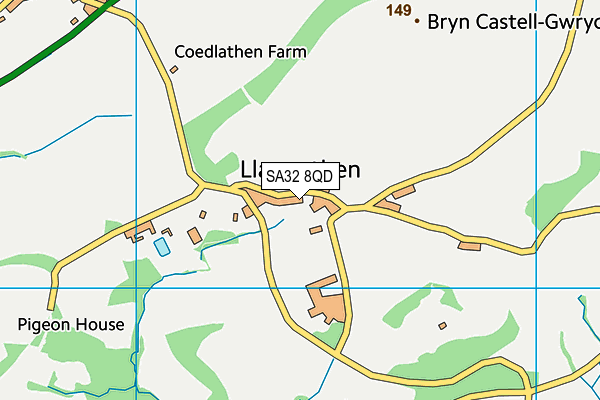 SA32 8QD map - OS VectorMap District (Ordnance Survey)