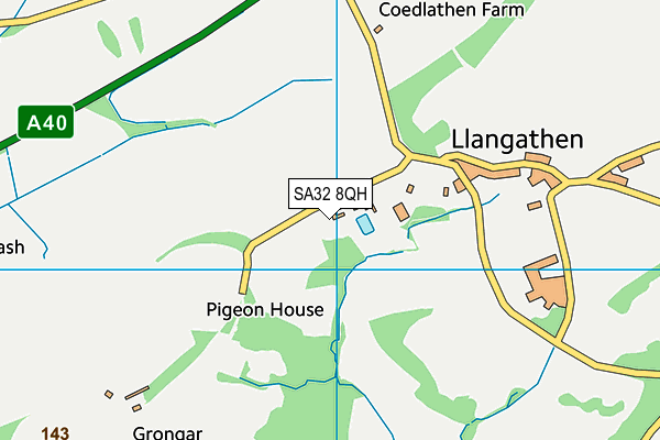 SA32 8QH map - OS VectorMap District (Ordnance Survey)