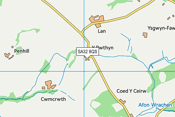 SA32 8QS map - OS VectorMap District (Ordnance Survey)