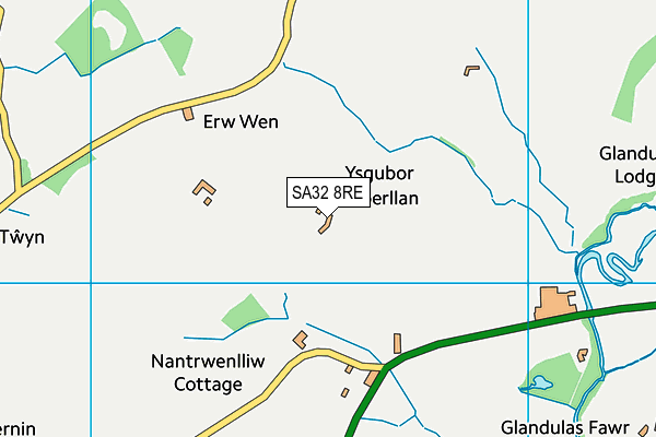 SA32 8RE map - OS VectorMap District (Ordnance Survey)