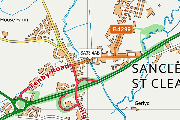 SA33 4AB map - OS VectorMap District (Ordnance Survey)