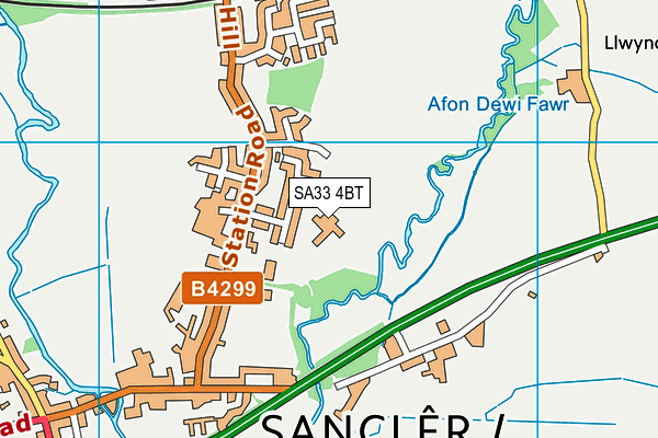 Ysgol Griffith Jones map (SA33 4BT) - OS VectorMap District (Ordnance Survey)