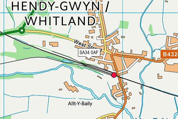 SA34 0AF map - OS VectorMap District (Ordnance Survey)