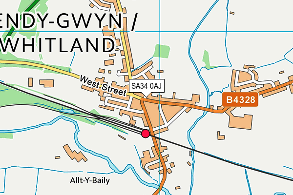 SA34 0AJ map - OS VectorMap District (Ordnance Survey)