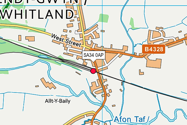 SA34 0AP map - OS VectorMap District (Ordnance Survey)