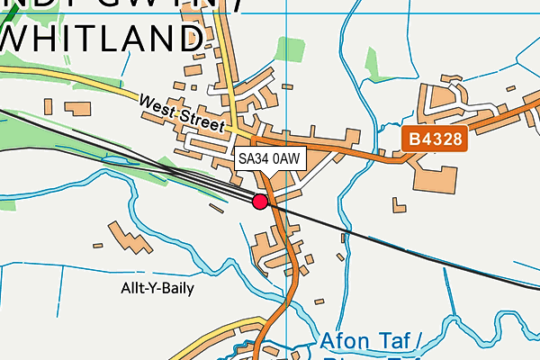 SA34 0AW map - OS VectorMap District (Ordnance Survey)