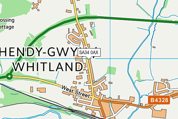 SA34 0AX map - OS VectorMap District (Ordnance Survey)