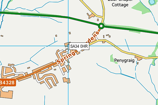SA34 0HR map - OS VectorMap District (Ordnance Survey)