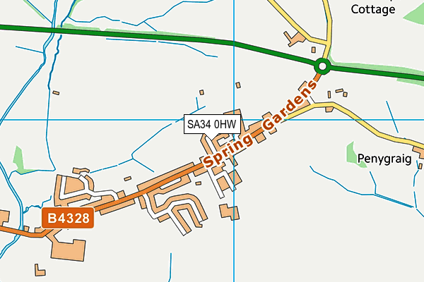SA34 0HW map - OS VectorMap District (Ordnance Survey)