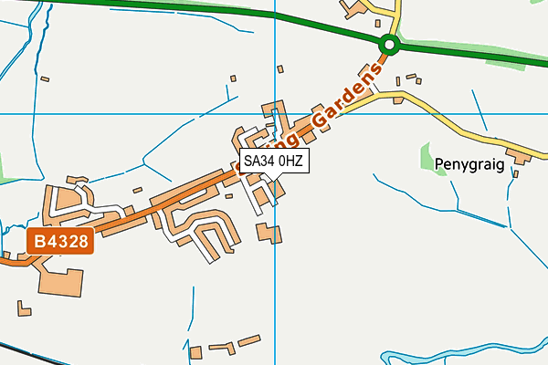 SA34 0HZ map - OS VectorMap District (Ordnance Survey)