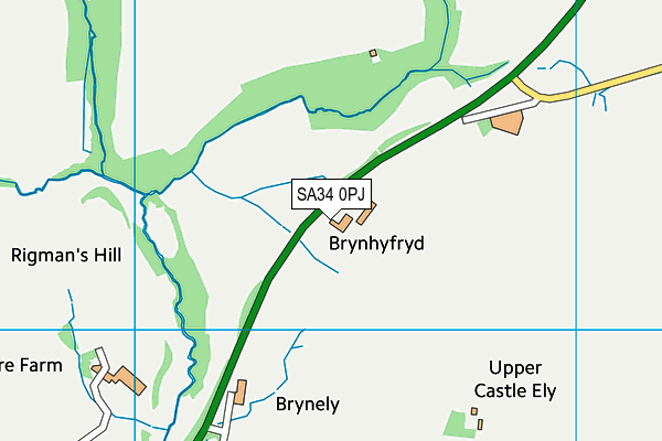 SA34 0PJ map - OS VectorMap District (Ordnance Survey)