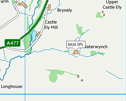 SA34 0PL map - OS VectorMap District (Ordnance Survey)