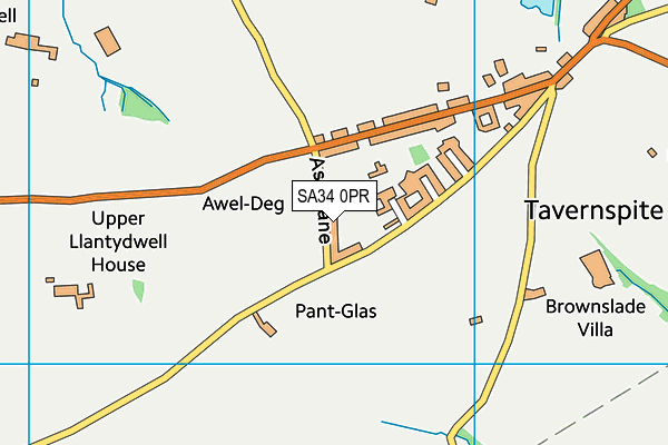 SA34 0PR map - OS VectorMap District (Ordnance Survey)