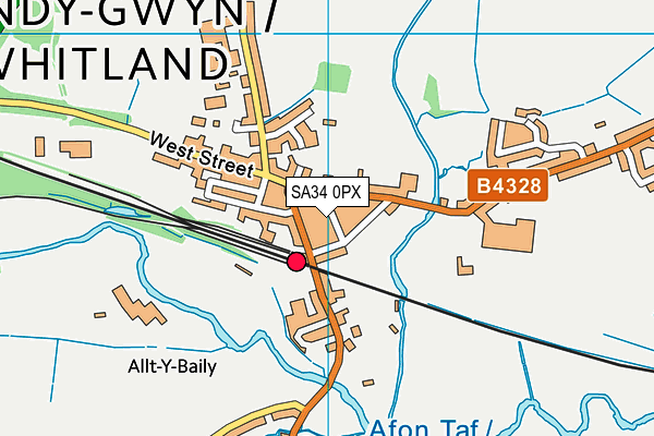 SA34 0PX map - OS VectorMap District (Ordnance Survey)