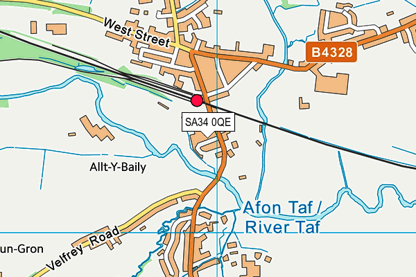 SA34 0QE map - OS VectorMap District (Ordnance Survey)