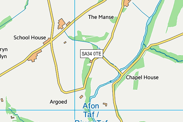 SA34 0TE map - OS VectorMap District (Ordnance Survey)