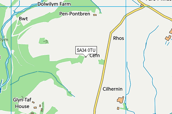 SA34 0TU map - OS VectorMap District (Ordnance Survey)