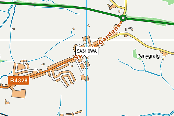 SA34 0WA map - OS VectorMap District (Ordnance Survey)