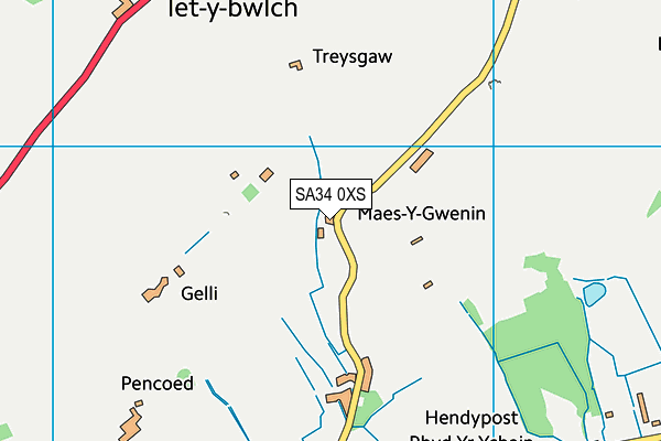 SA34 0XS map - OS VectorMap District (Ordnance Survey)