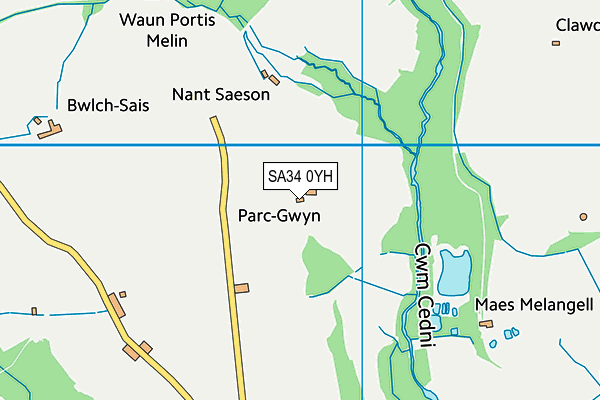 SA34 0YH map - OS VectorMap District (Ordnance Survey)