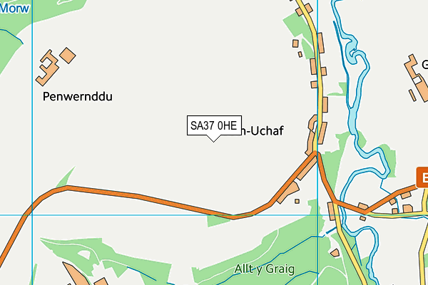 SA37 0HE map - OS VectorMap District (Ordnance Survey)