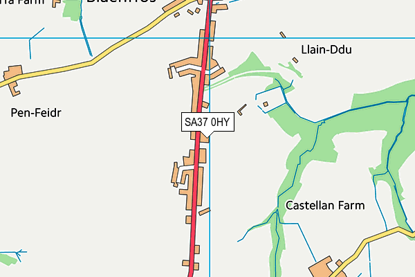 SA37 0HY map - OS VectorMap District (Ordnance Survey)