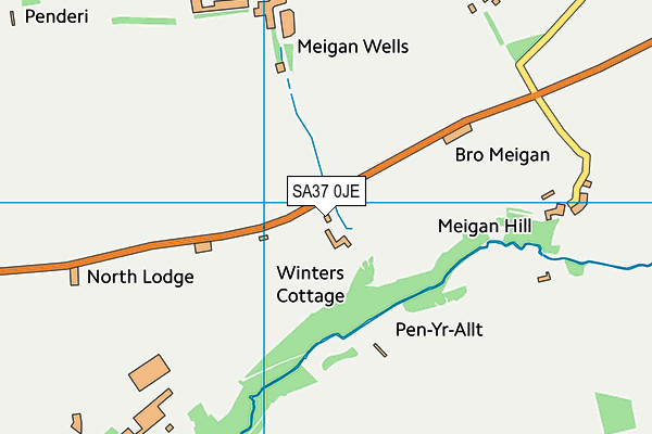 SA37 0JE map - OS VectorMap District (Ordnance Survey)