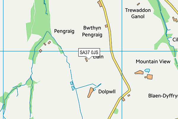 SA37 0JS map - OS VectorMap District (Ordnance Survey)