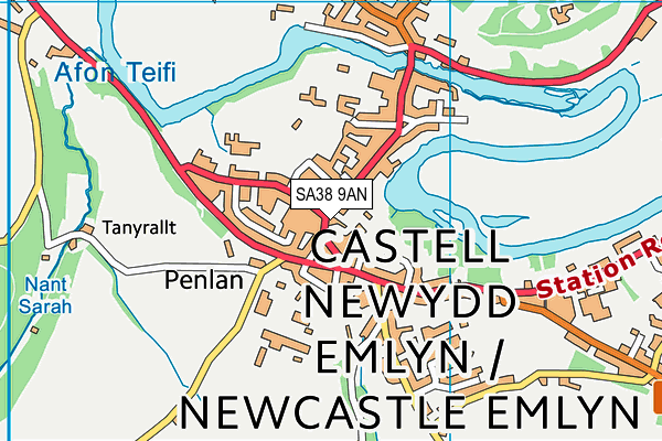 SA38 9AN map - OS VectorMap District (Ordnance Survey)