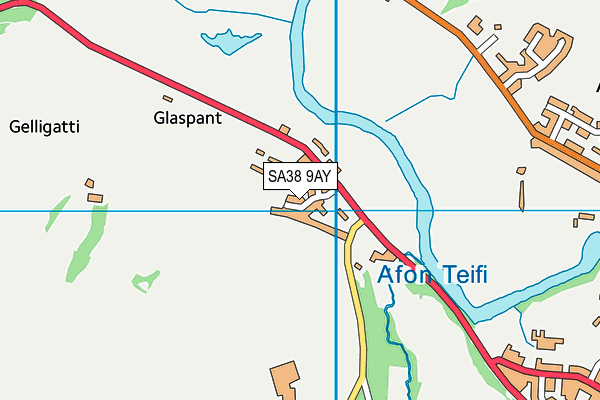 SA38 9AY map - OS VectorMap District (Ordnance Survey)