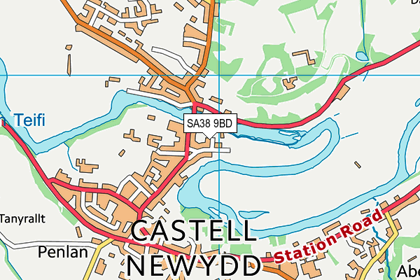 SA38 9BD map - OS VectorMap District (Ordnance Survey)