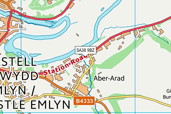 SA38 9BZ map - OS VectorMap District (Ordnance Survey)