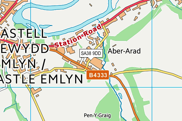 SA38 9DD map - OS VectorMap District (Ordnance Survey)