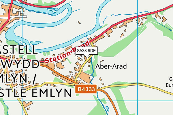 SA38 9DE map - OS VectorMap District (Ordnance Survey)