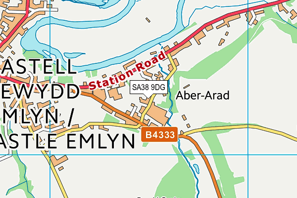 SA38 9DG map - OS VectorMap District (Ordnance Survey)