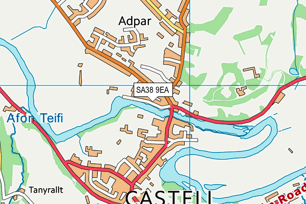 SA38 9EA map - OS VectorMap District (Ordnance Survey)