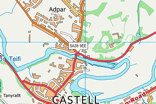 SA38 9EE map - OS VectorMap District (Ordnance Survey)