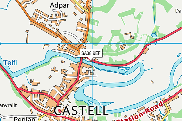 SA38 9EF map - OS VectorMap District (Ordnance Survey)