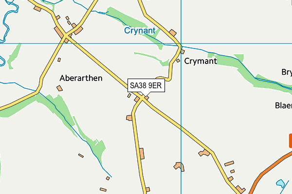 SA38 9ER map - OS VectorMap District (Ordnance Survey)