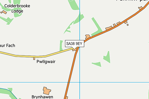 SA38 9EY map - OS VectorMap District (Ordnance Survey)