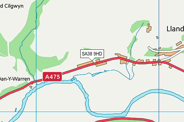 SA38 9HD map - OS VectorMap District (Ordnance Survey)