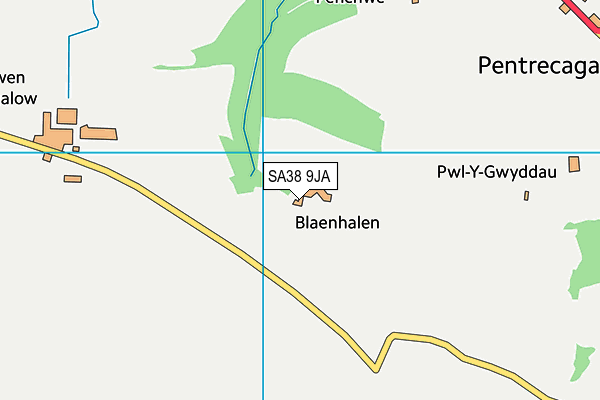 SA38 9JA map - OS VectorMap District (Ordnance Survey)